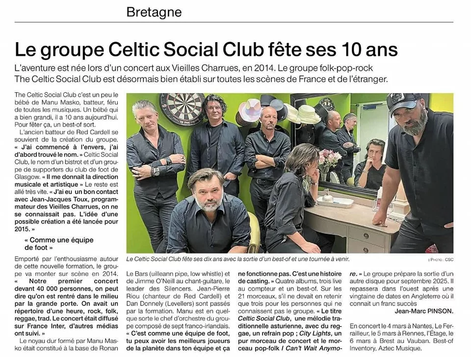 The Celtic Social Club dans Ouest-France