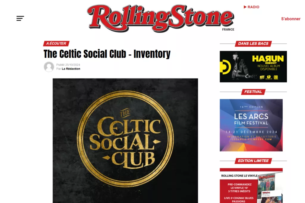 The Celtic Social Club dans Rolling Stone